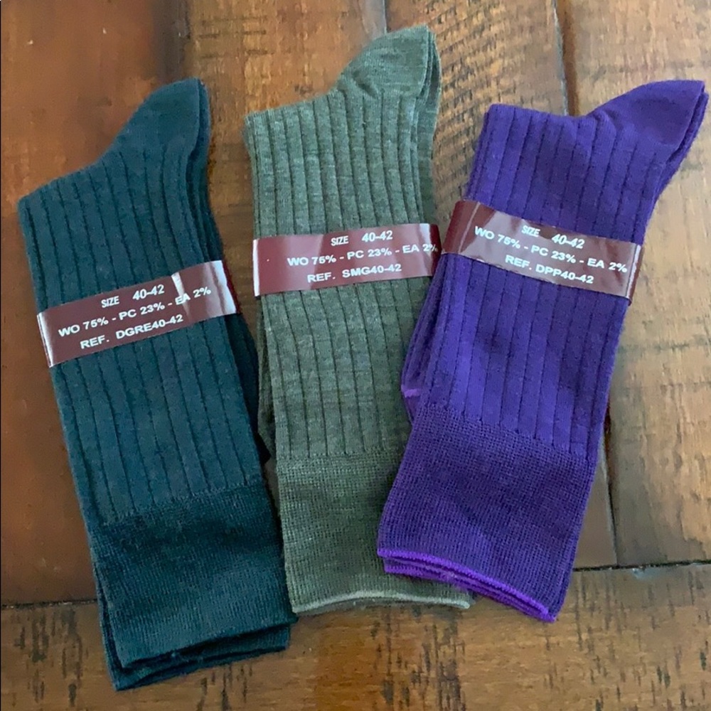 Lot of 3 Italian Wool Dress Socks (NWT)